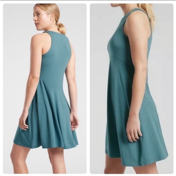 ATHLETA SANTORINI THERA Fit and Flare Dress Sleeveless Blue Green Sz XS - Picture 12 of 12